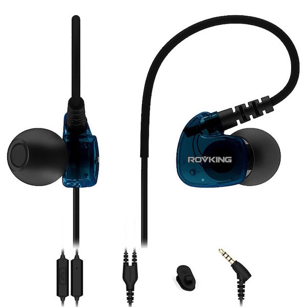Rovking Sweatproof Sports Workout Headphones In-Ear Bass Exercise Ear pods