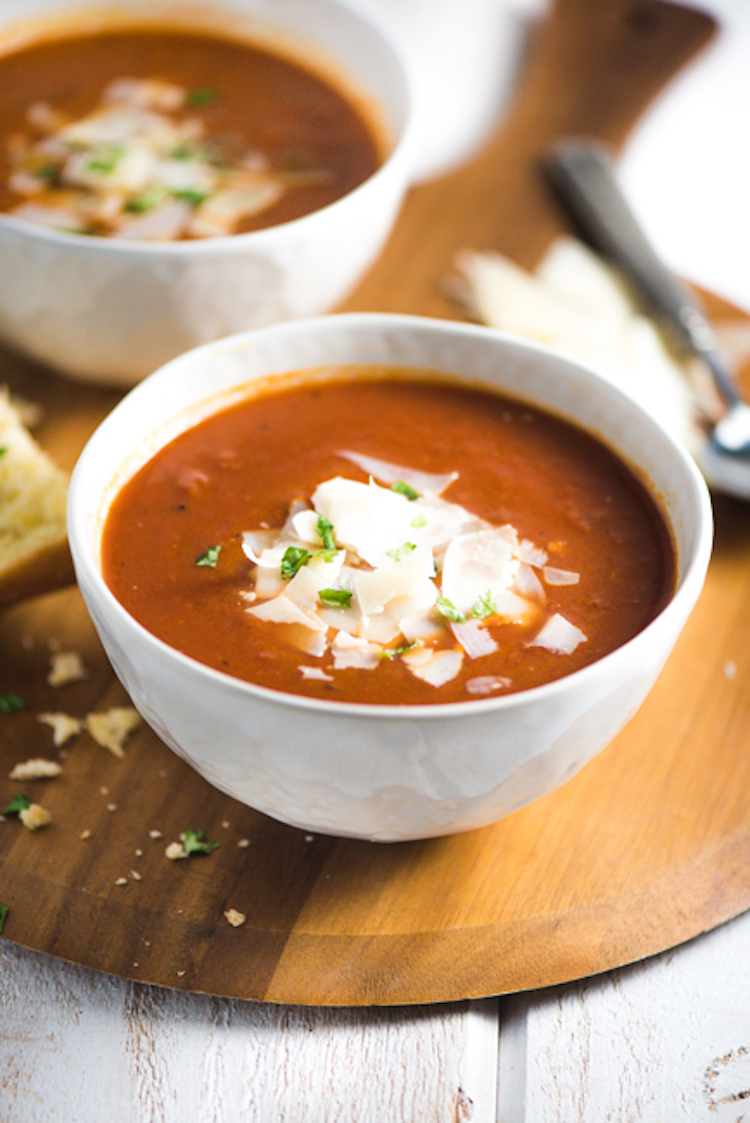 A hearty bowl of classic tomato soup that you can make in under 30 minutes. | Ideahacks.com