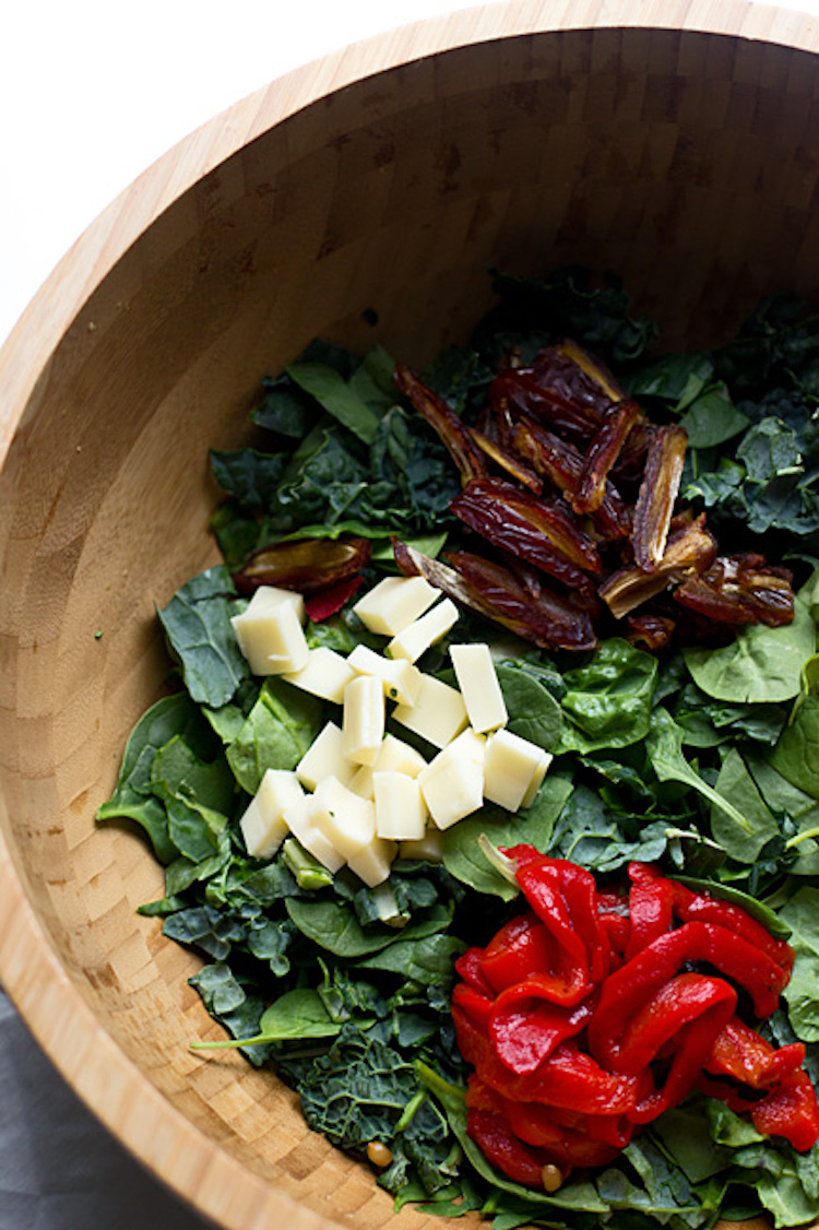Salad with Dates, Roasted Red Peppers and Fontina