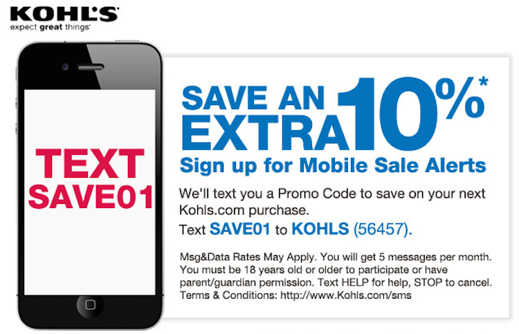 Kohl's mobile alerts