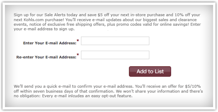 kohls email list