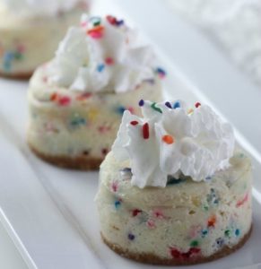 cake batter mini cheesecakes