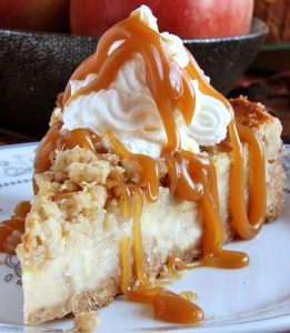caramel apple crisp cheesecake