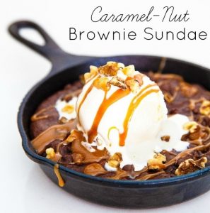 caramel nut brownie sundae