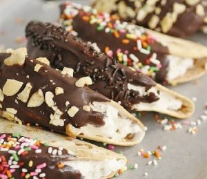 chocolate-dipped ice cream tacos