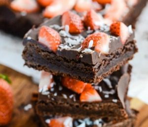 double chocolate strawberry coconut brownies