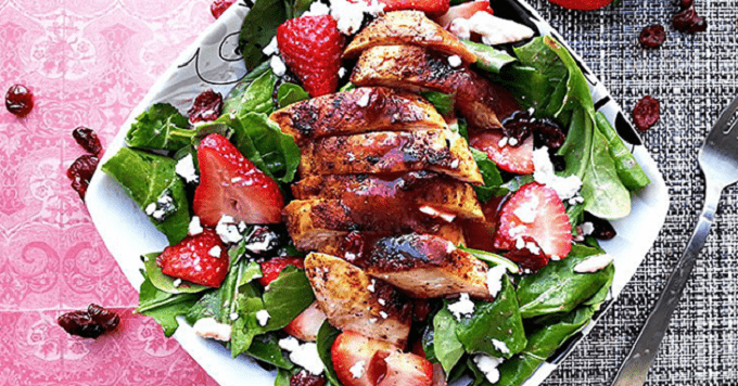 blackened chicken and strawberry salad