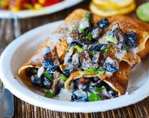 Crepes with Creamy Chicken and Mushroom Filling