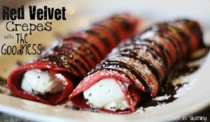 Red Velvet Crepes with "The Goodness"