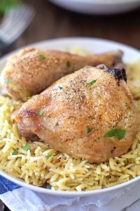 Herbed Parmesan Orzo With Garlic Baked Chicken