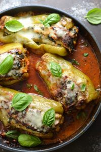 Saucy Spinach Stuffed Peppers
