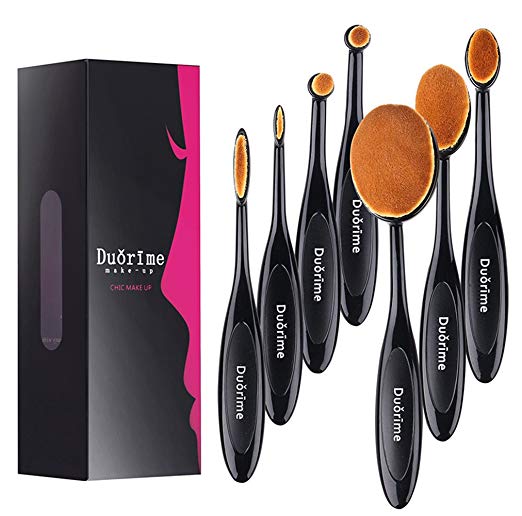 Duorime New 7pcs Black Oval Toothbrush Makeup Brush Set Cream Contour Powder Concealer Foundation Eyeliner Cosmetics Tool