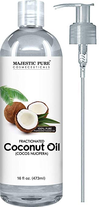 Majestic Pure Fractionated Coconut Oil, For Aromatherapy Relaxing Massage, Carrier Oil for Diluting Essential Oils, Hair & Skin Care Benefits, Moisturizer & Softener - 16 Ounces