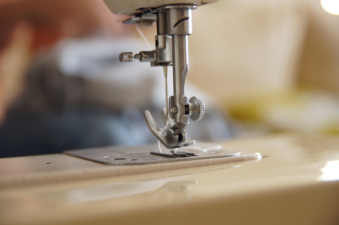 close up look on sewing machine